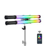 gvm 2 pack rgb led light stick kit20w dimmable 3200k5600k bi color handheld light with tripod stand 360 full color cri 97 8 scenes bag for camera video studio youtube product photography sho - GVMLED