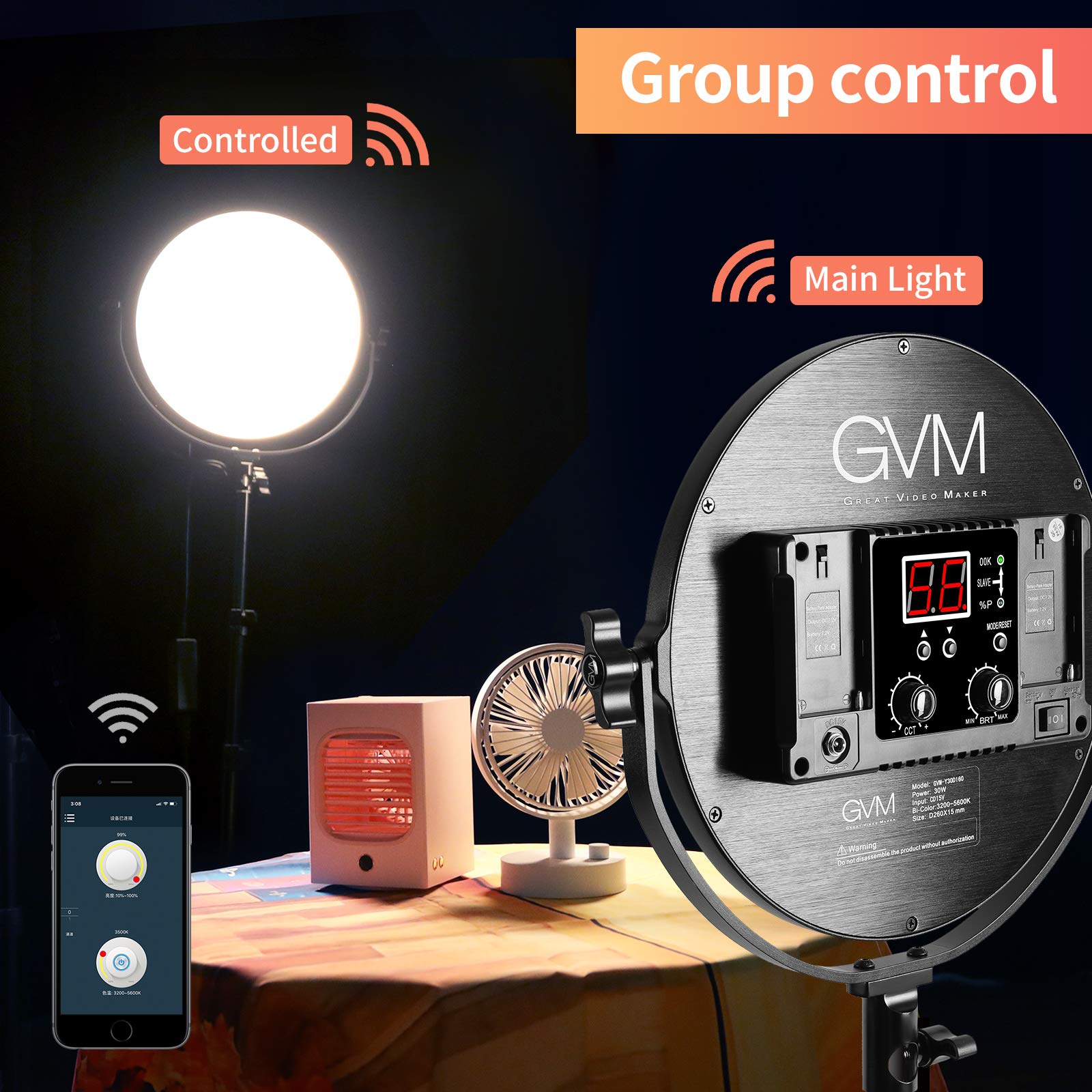 GVM 30W Soft Light Bi-Color LED Key Light 2 lights kit(10") - GVMLED