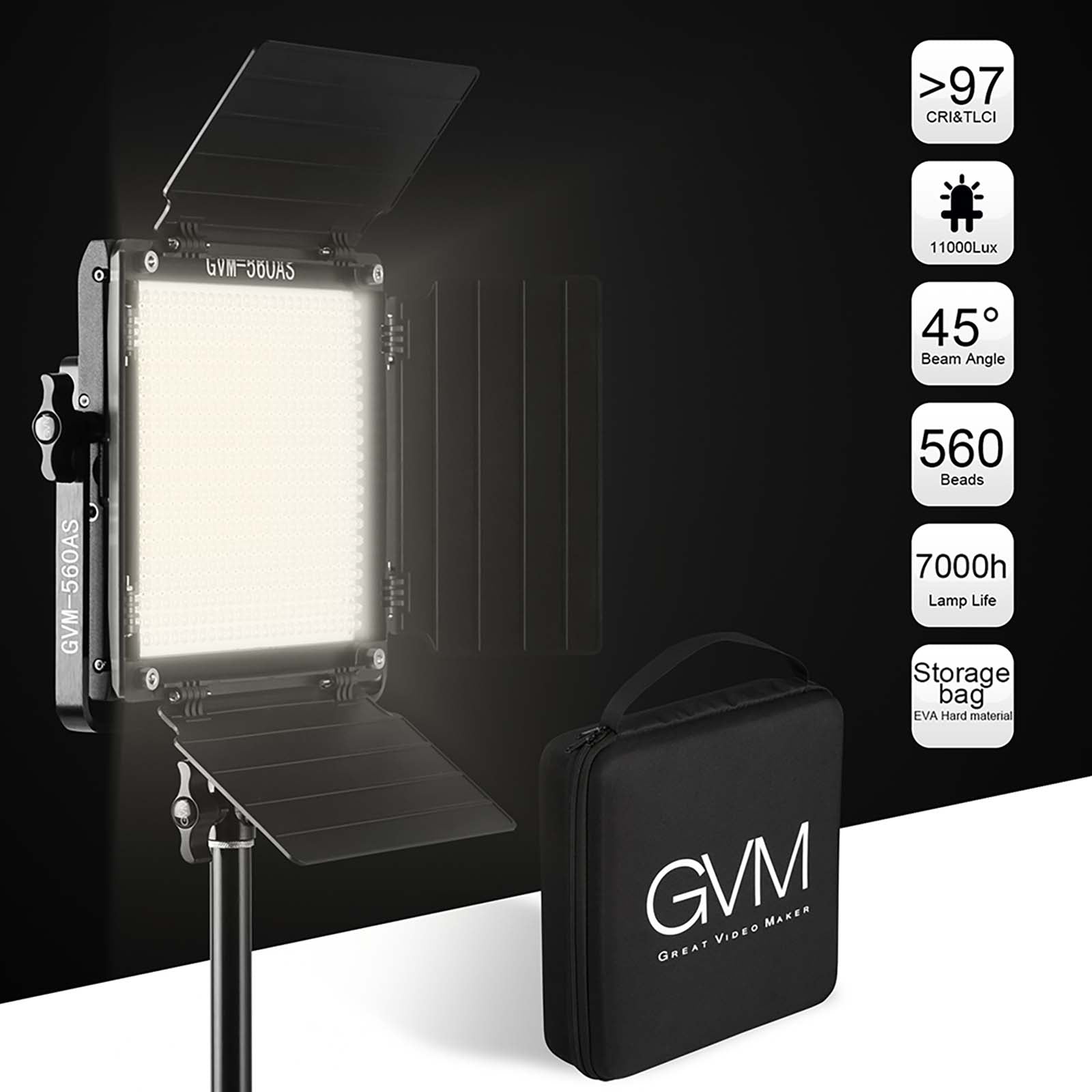 GVM-560AS 30W High Beam Bi-Color LED Video Soft Light - GVMLED