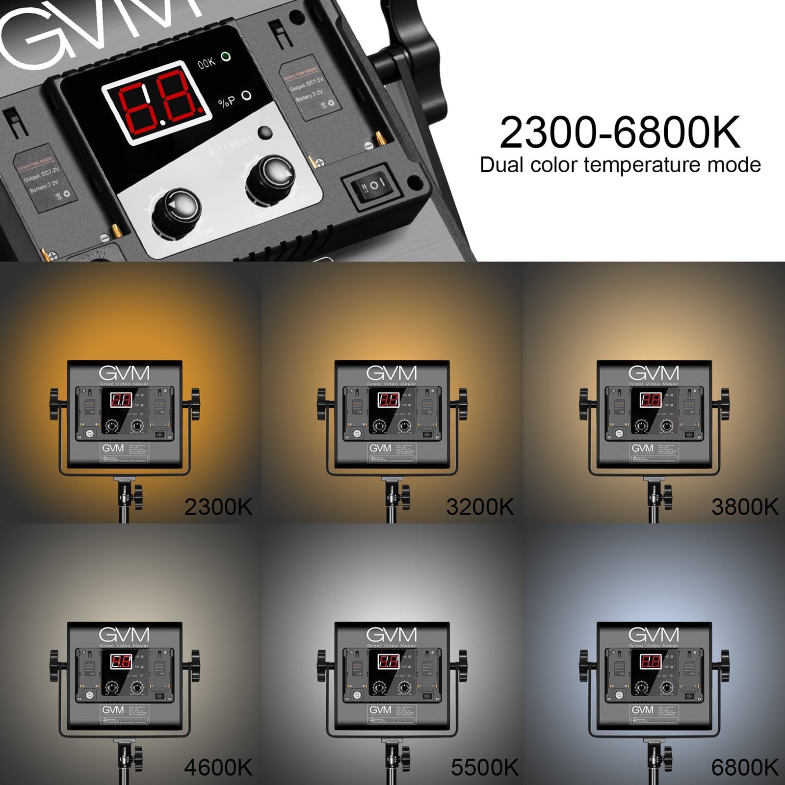GVM-560AS 30W High Beam Bi-Color LED Video Soft Light（3-Light Kit）