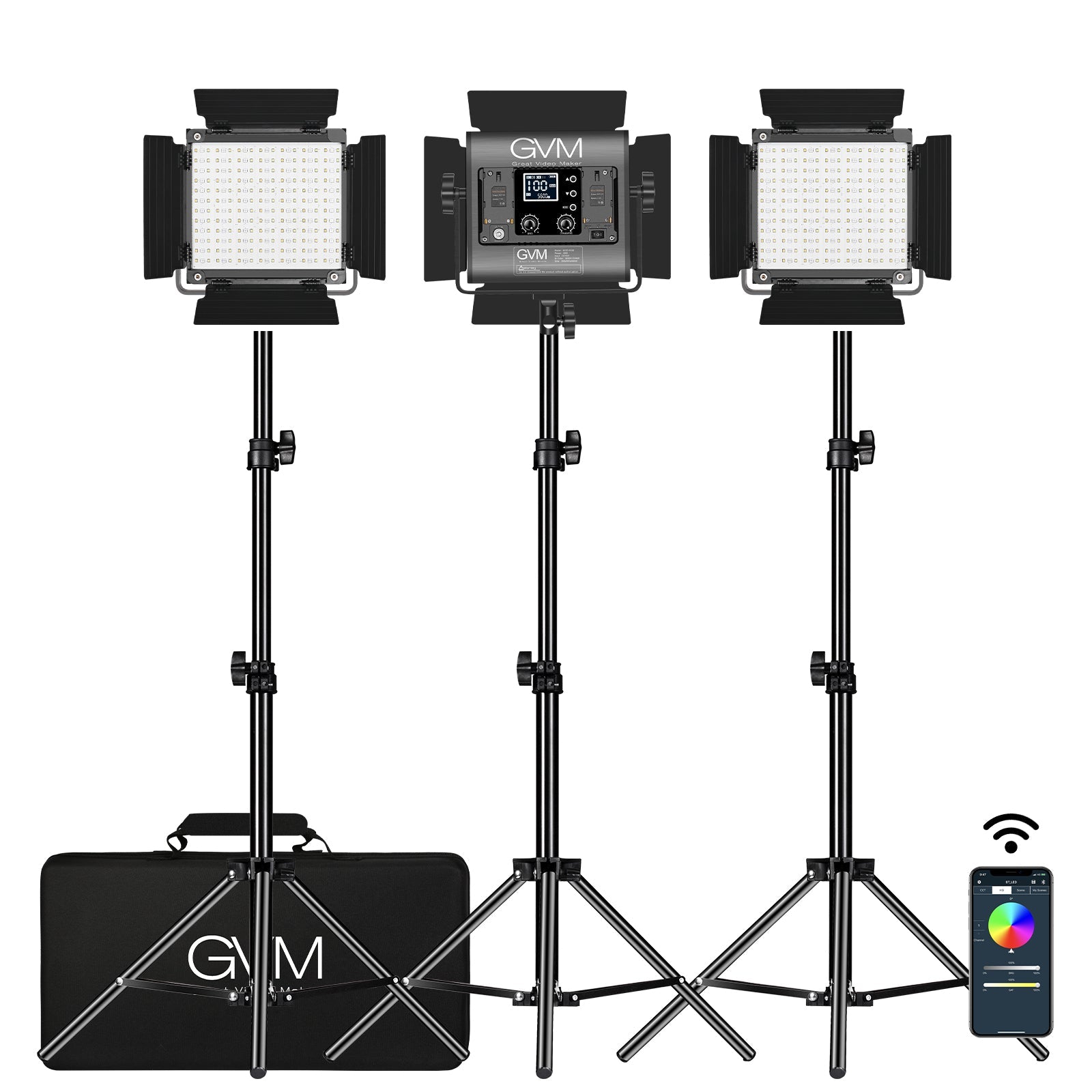 GVM-800D 40W Bi-color and RGB Video Panel Light Kit - GVMLED