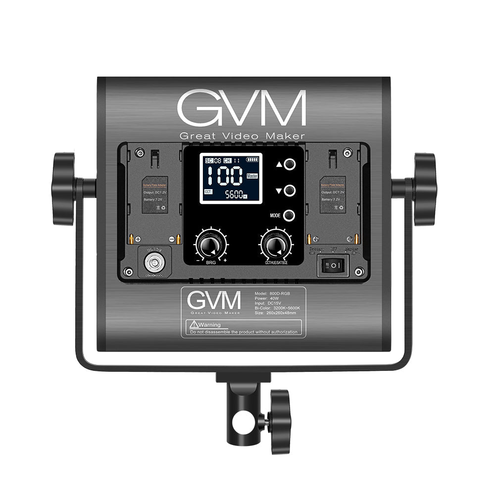 GVM-800D-II 40W バイカラーおよび RGB ビデオパネルライト (2 ライト