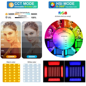 GVM-800D 40W Powerful Bi-color and RGB Video Panel Light Kit - GVMLED