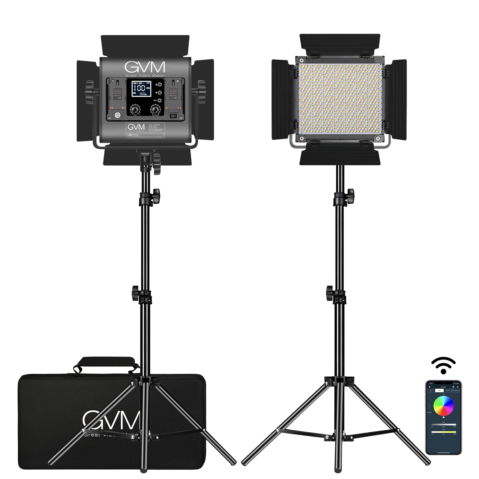 GVM 850D rgb led studio video light kit(2-light kit)