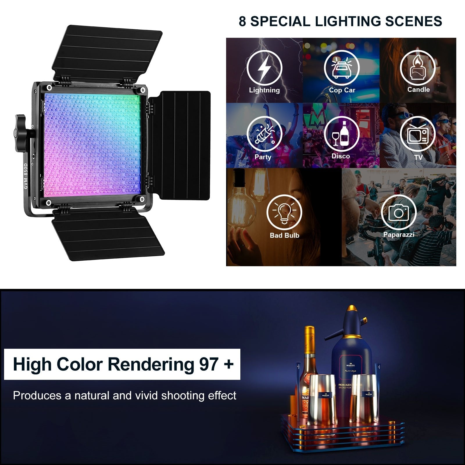 GVM 850D rgb led studio video light kit - GVMLED