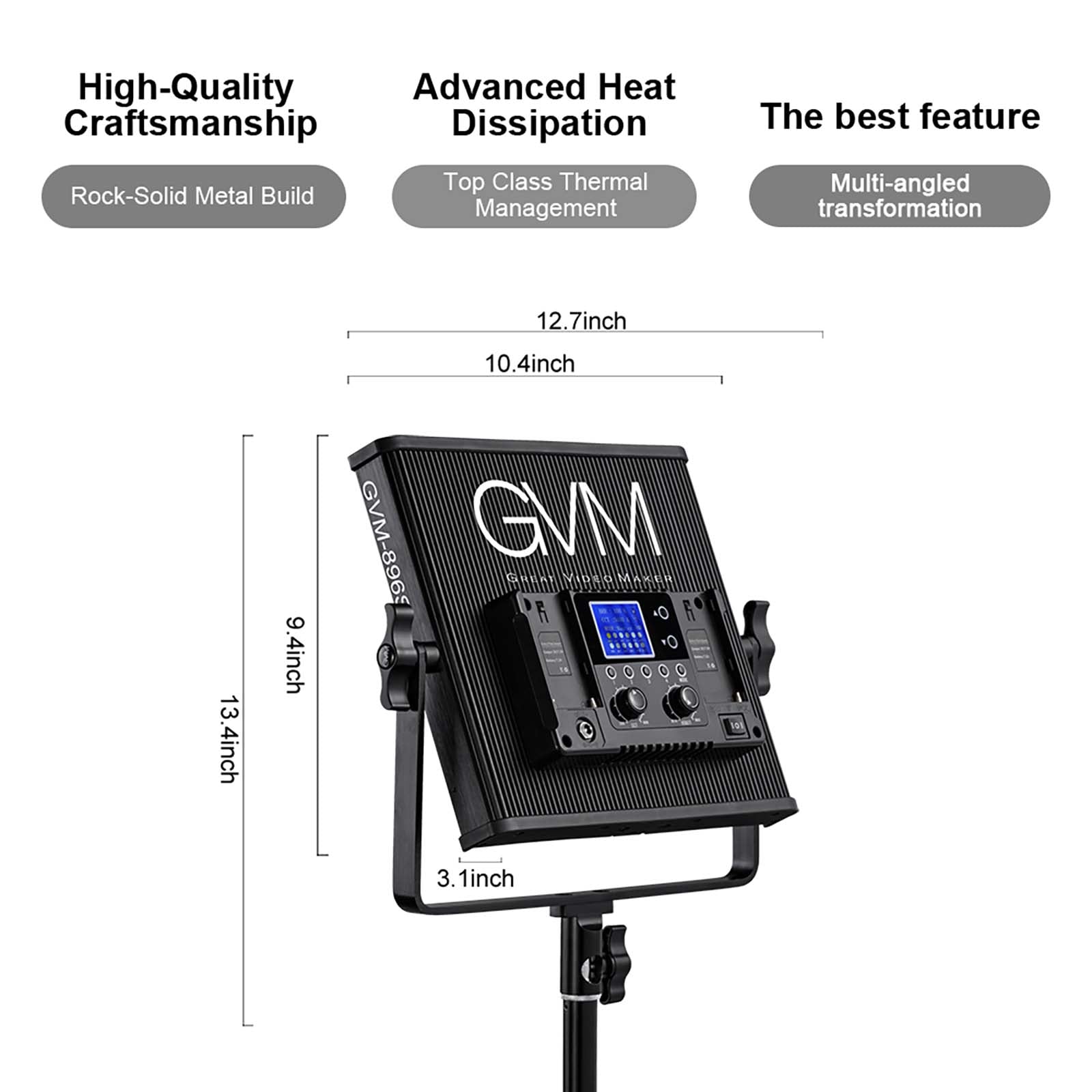 gvm 896s led studio video light bi color 2 light kit - GVMLED