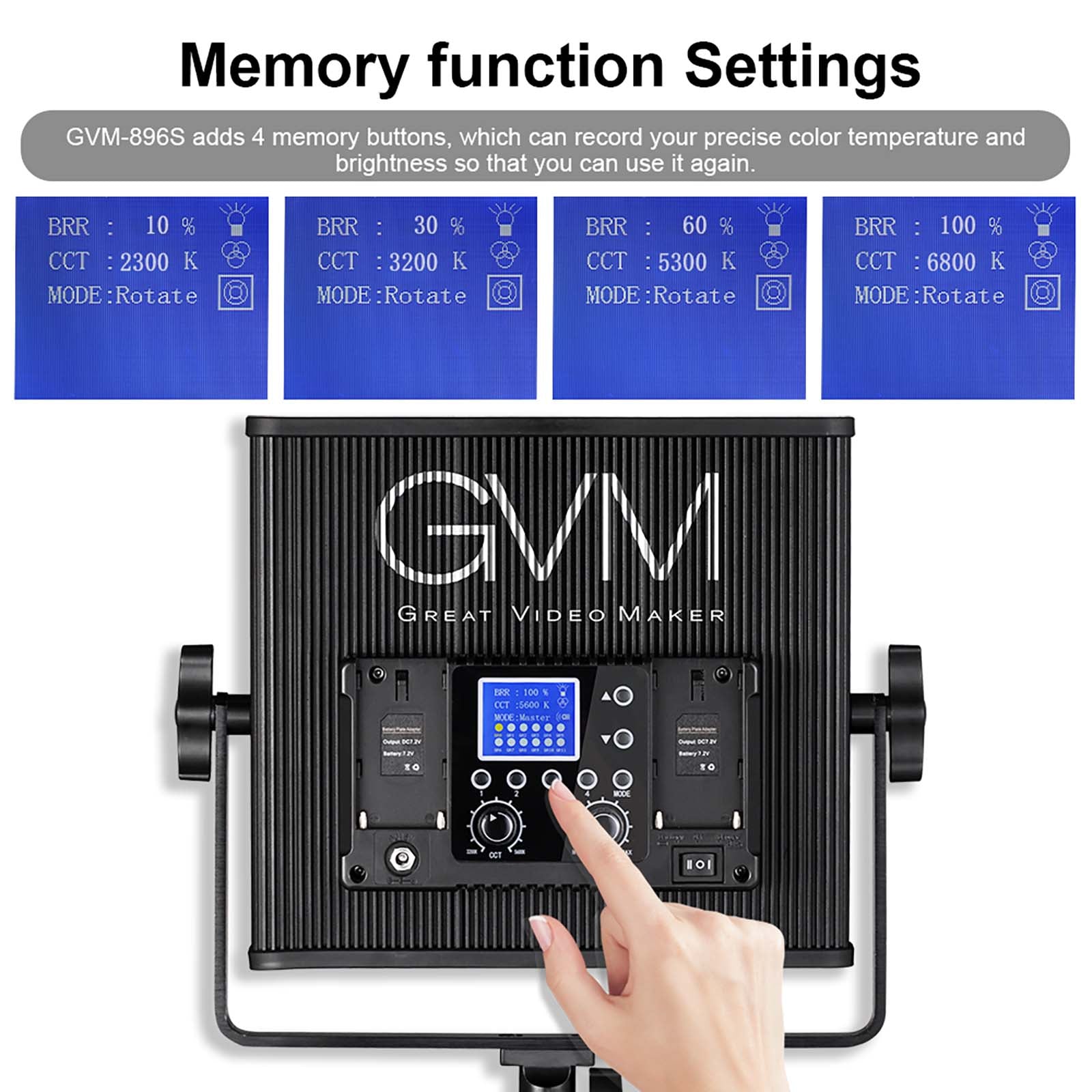 gvm 896s led studio video light bi color 2 light kit - GVMLED