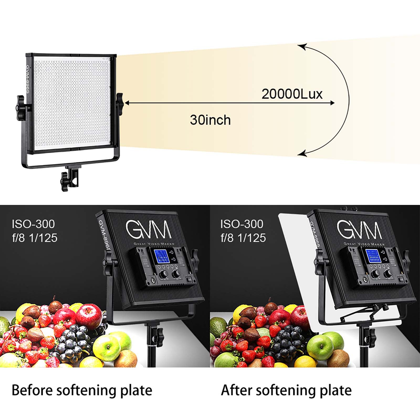 gvm 896s led studio video light bi color 2 light kit - GVMLED