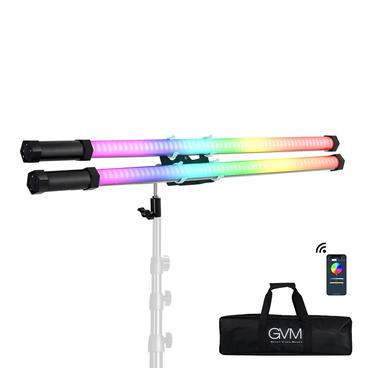 GVM-BD-100D RGB & Bi-Color Wand Light 2 Light Kit - GVMLED