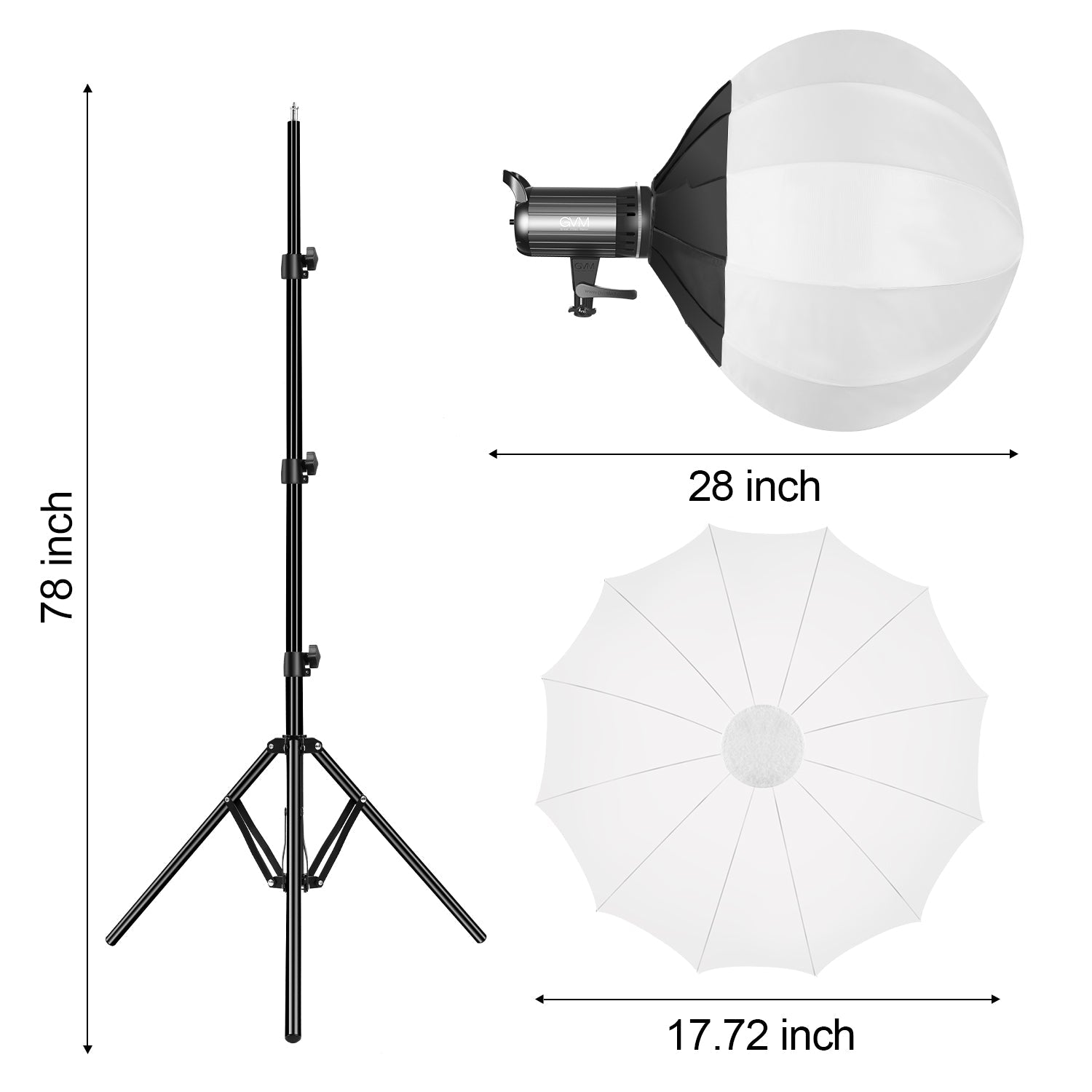 GVM-G100W 90W High Power LED Spotlight Bi-Color Studio Lighting Kit with Lantern Softbox - BOGO - GVMLED