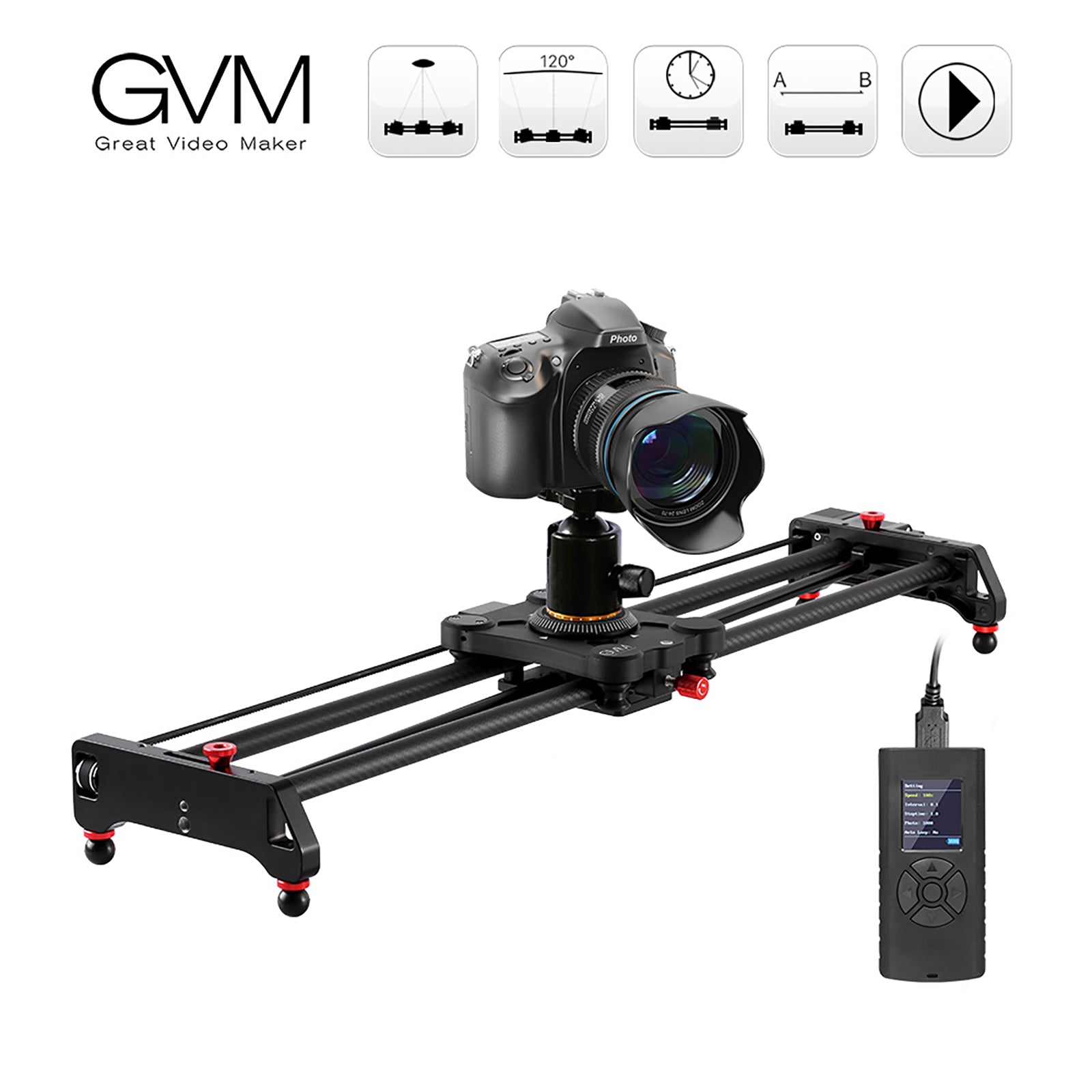 GVM GR-80QD Professional Video Carbon Fiber Motorized Camera Slider (3
