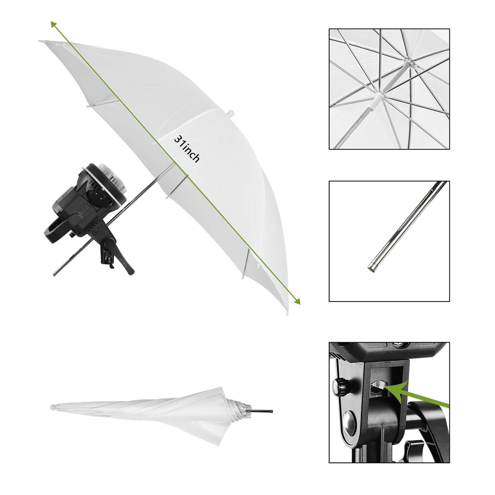 GVM P80D-1 80W High Power LED Spotlight Daylight Kit with Soft Umbrella - GVMLED