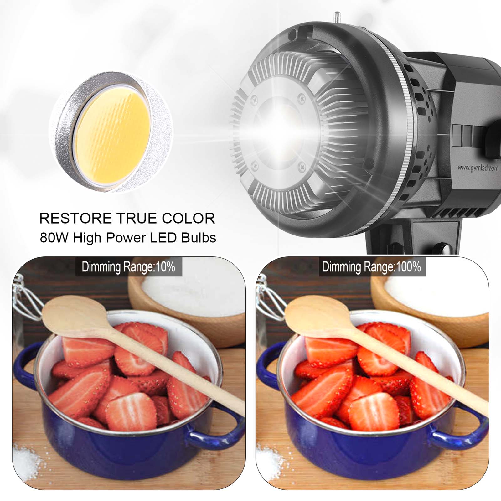 GVM P80D-1 80W High Power LED Spotlight Daylight Kit with Soft Umbrella - GVMLED