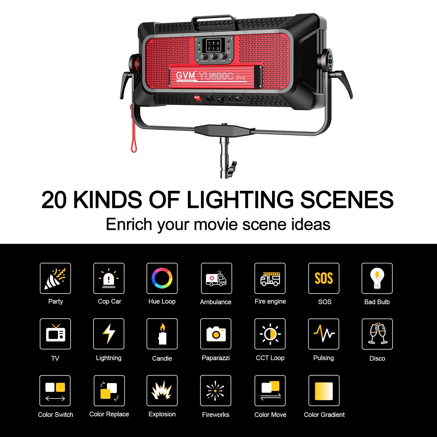 GVM PRO YU600C Led Video Lights Panel Rgb And Bi-Color Studio Light - GVMLED