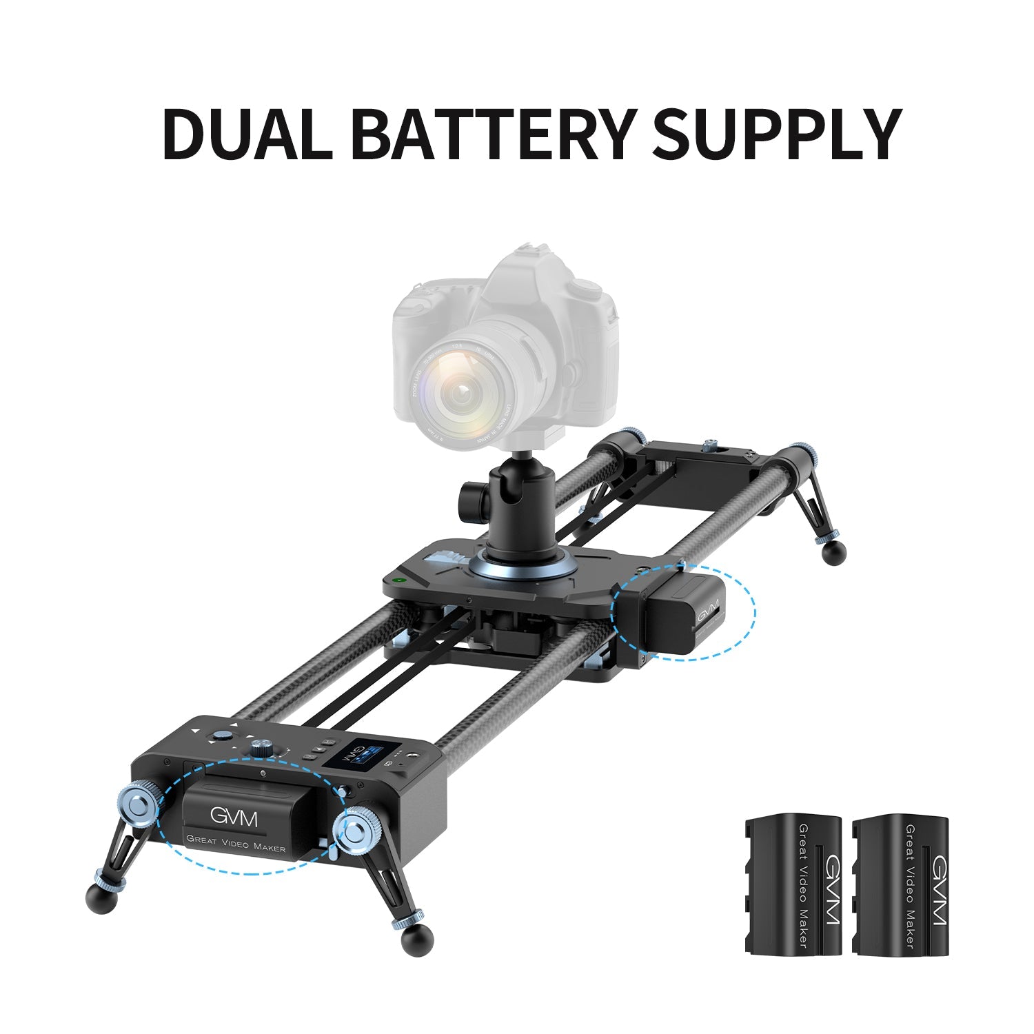 GVM Professional Brushless 2 Axis Carbon Fiber Motorized Camera Slider (32") - GVMLED