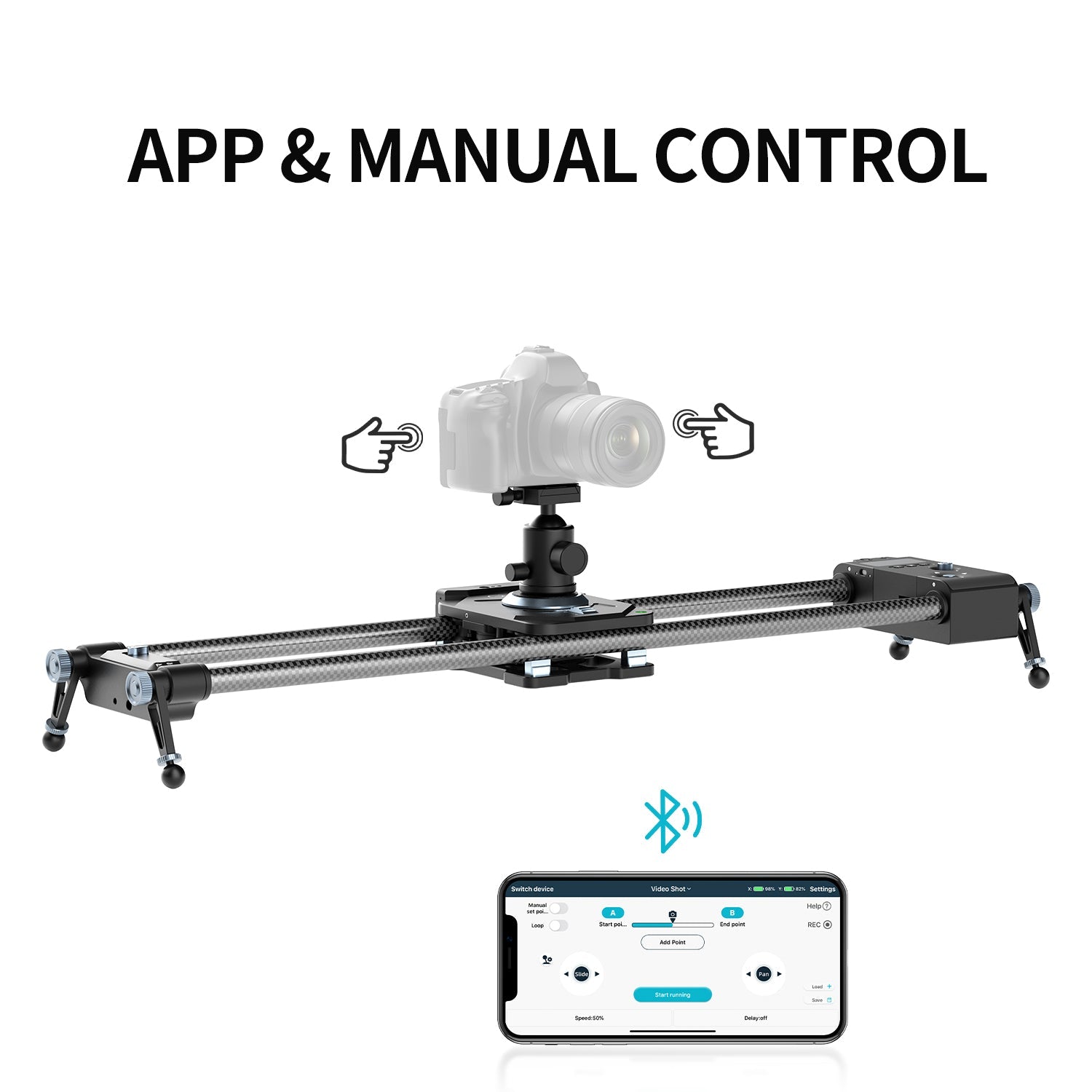 Slider Motorizzato Per Fotocamera GVM 48 Pollici In Fibra Di Carbonio – Controllo APP, Time-lapse, Follow Focus, Panoramica 120°, Con Trigger E Borsa