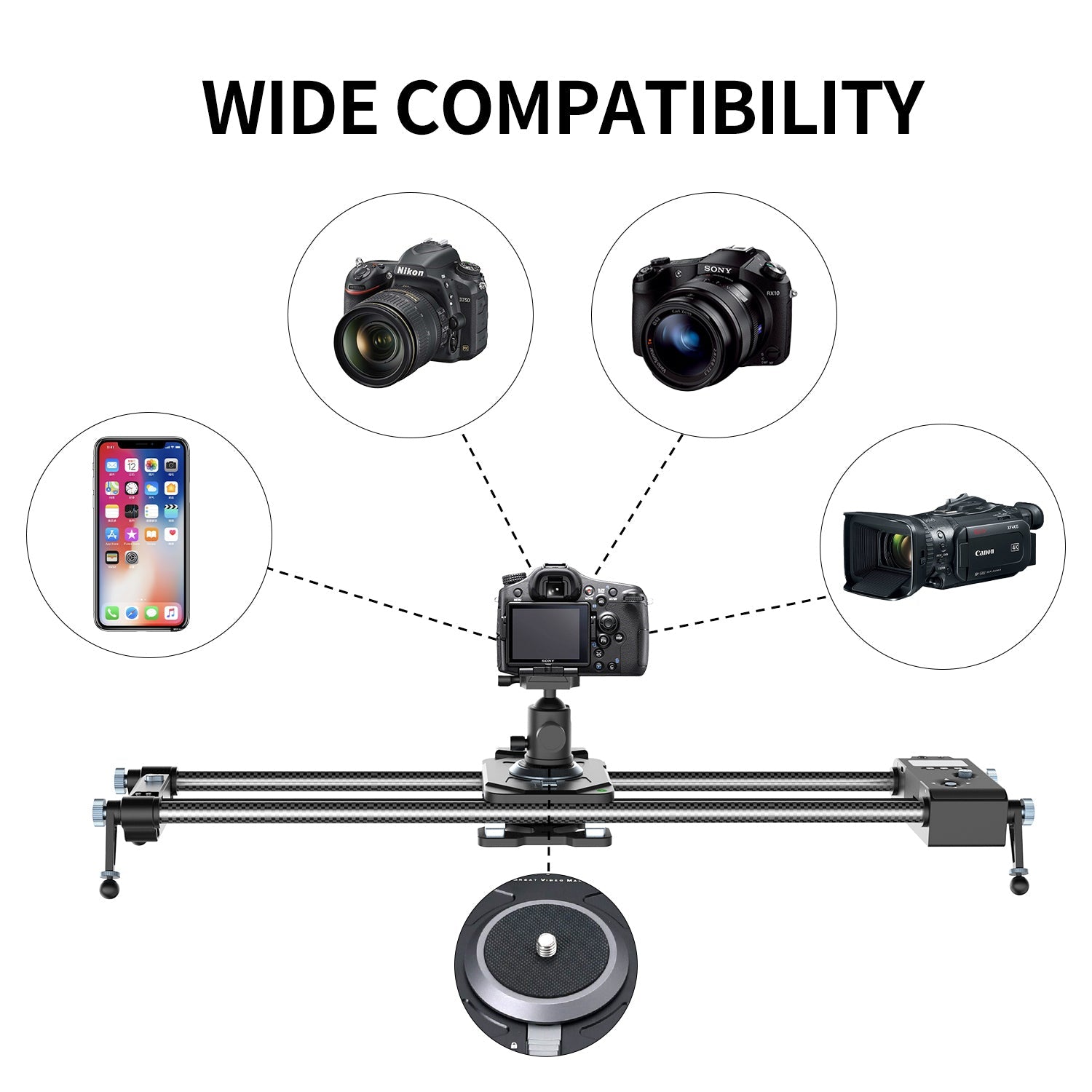 GVM Professional Brushless 2 Axis Carbon Fiber Motorized Camera Slider (32") - GVMLED