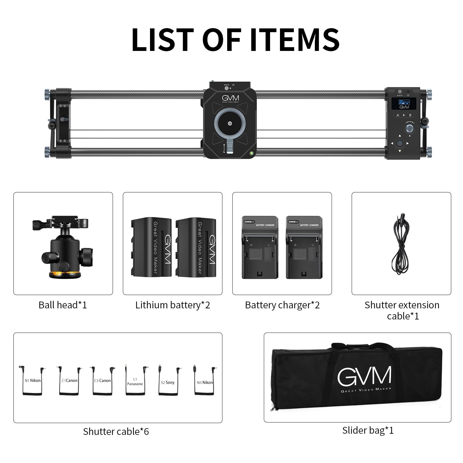 GVM Professional Brushless 2 Axis Carbon Fiber Motorized Camera Slider (32") - GVMLED