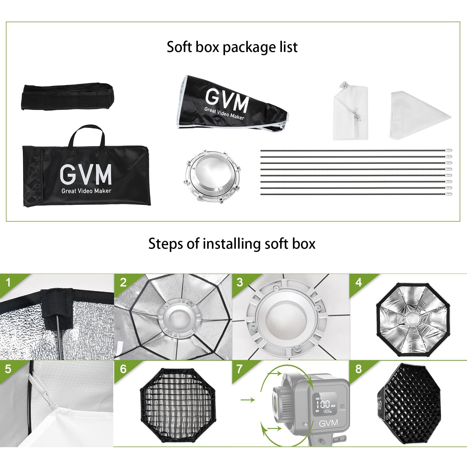 GVM Softbox for P80S/G100W Series LED Lights (22") - GVMLED
